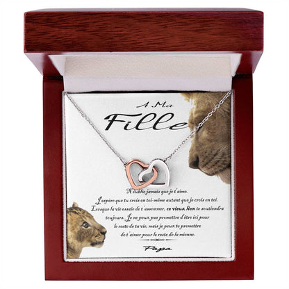 À Ma Fille - Ce Vieux Lion Te Soutiendra Toujours Interlocking Hearts Necklace