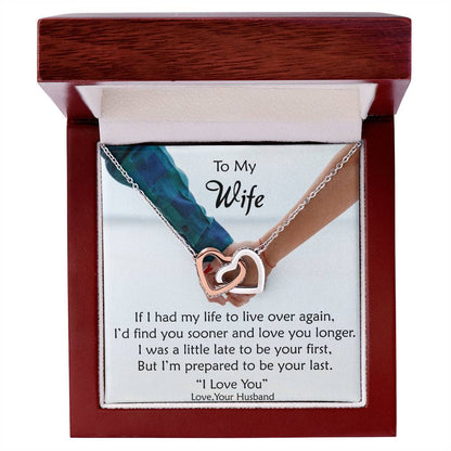 To My Wife - These Hearts Will Remind You Of My Love Interlocking Hearts Necklace