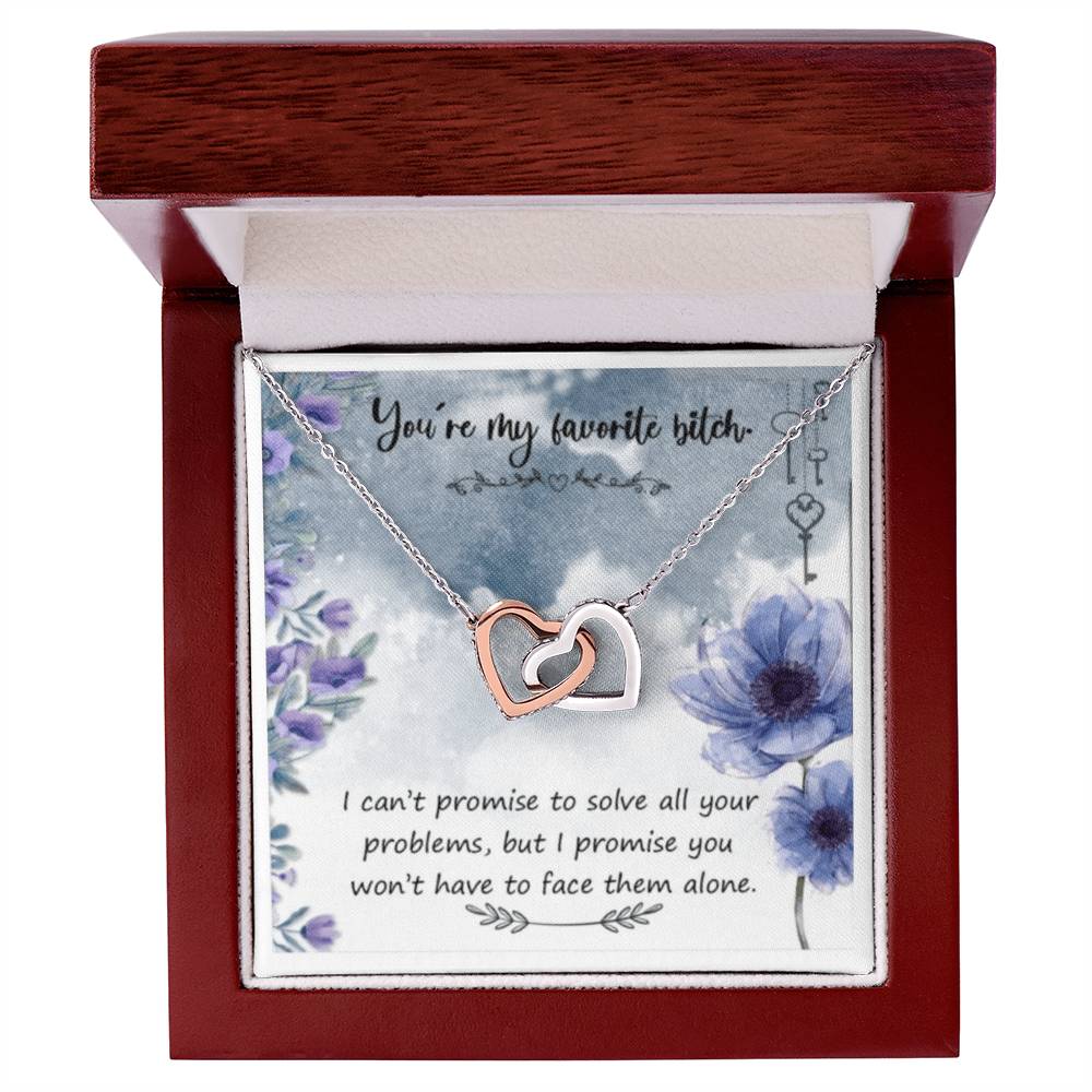 You'Re My Favorite Bitch Interlocking Hearts Necklace