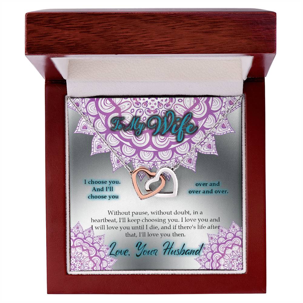 To My Wife I Choose You Two Hearts Embellished With Cubic Zirconia Stones Interlocked Together Interlocking Hearts Necklace