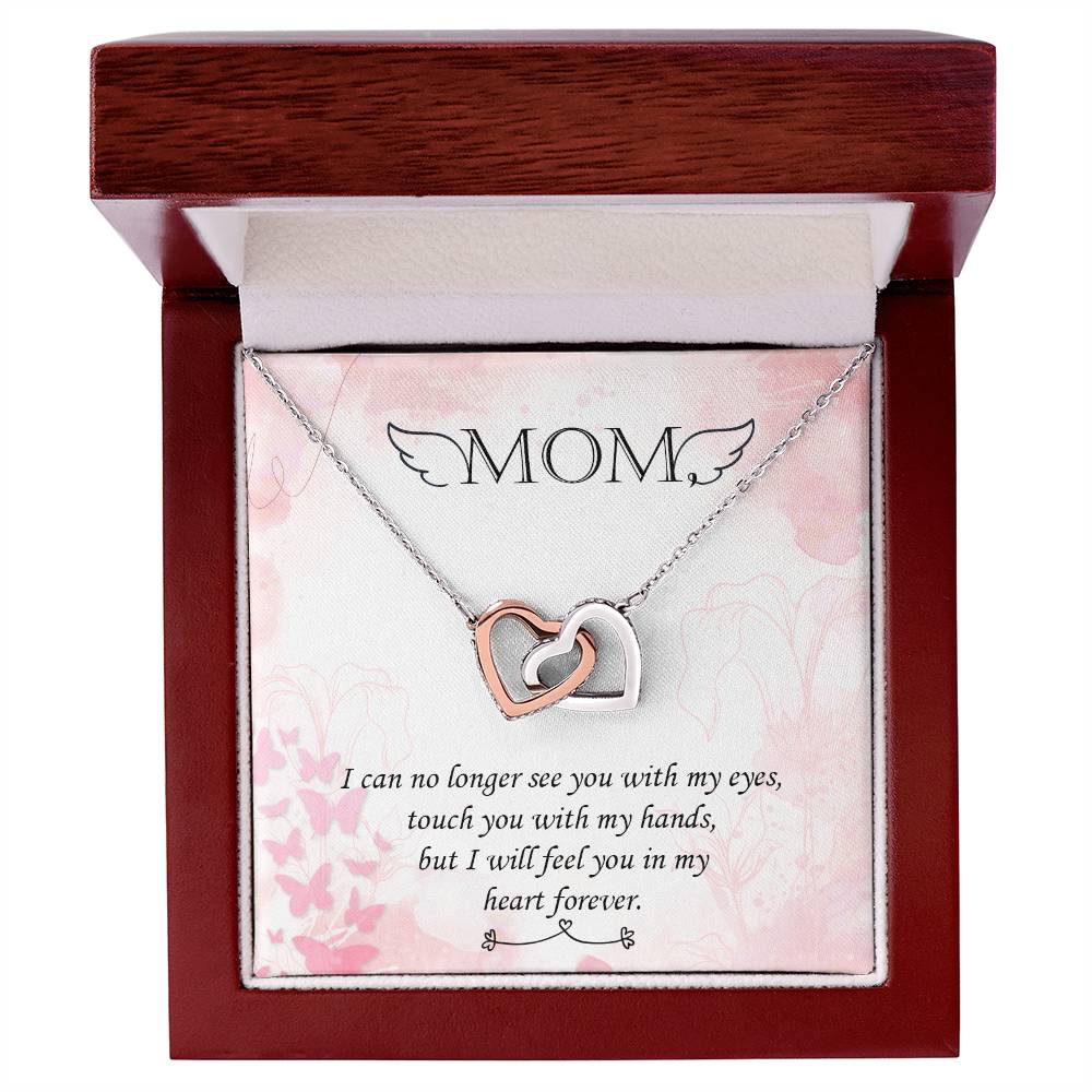 Double Heart Pendant Necklace Remembrance Mom Interlocking Hearts Necklace