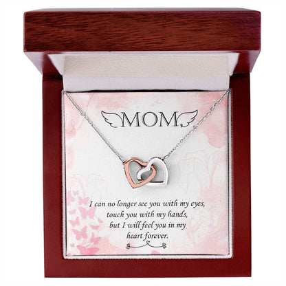 Double Heart Pendant Necklace Remembrance Mom Interlocking Hearts Necklace