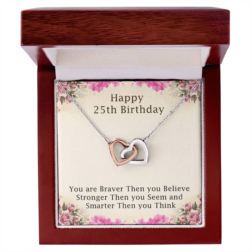 25Th-Birthday Gifts For Girls 25Th Birthday Necklace 25Th Birthday Gift Girl. Gift For Sister Best Friend Interlocking Hearts Necklace