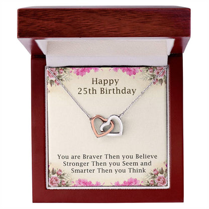 25Th-Birthday Gifts For Girls 25Th Birthday Necklace 25Th Birthday Gift Girl. Gift For Sister Best Friend Interlocking Hearts Necklace