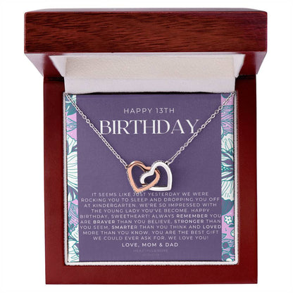 Gift For 13 Year Old Girl Gifts 13Th Birthday Girl 13Th Birthday Gift Thirteenth Birthday Necklace Teen Birthday Gift Official Teenager Interlocking Hearts Necklace