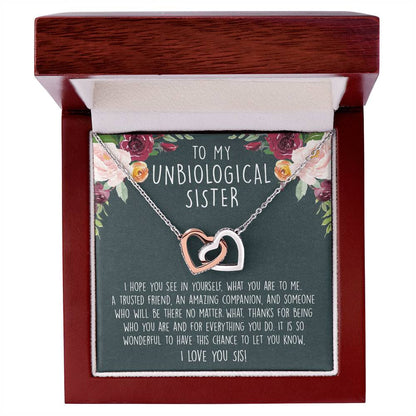 Unbiological Sister Necklace Soul Sister Big Little Sorority Sister In Law Necklace Step Sister Gift Tribe Necklace Best Friend Gift Bff Gift Interlocking Hearts Necklace