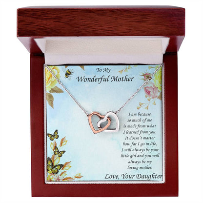 Beautiful Gold And Silver Interlocking Hearts Necklace Gift For Mother From Daughter