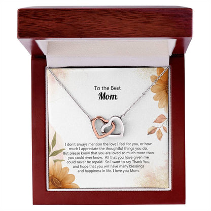 To The Best Mom Special Message Card For Mom Custom Forever Necklace Gift Mom Necklace Gift Ss124 Interlocking Hearts Necklace