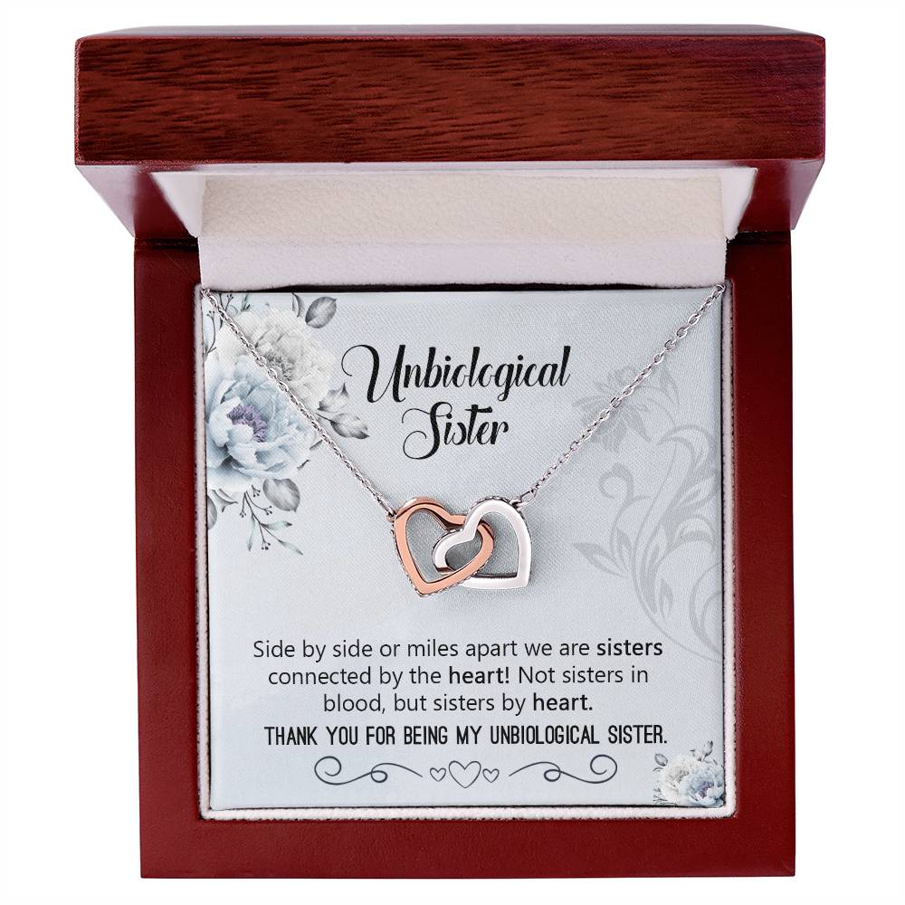 Unbiological Sister Necklace Gift Interlocking Hearts Necklace