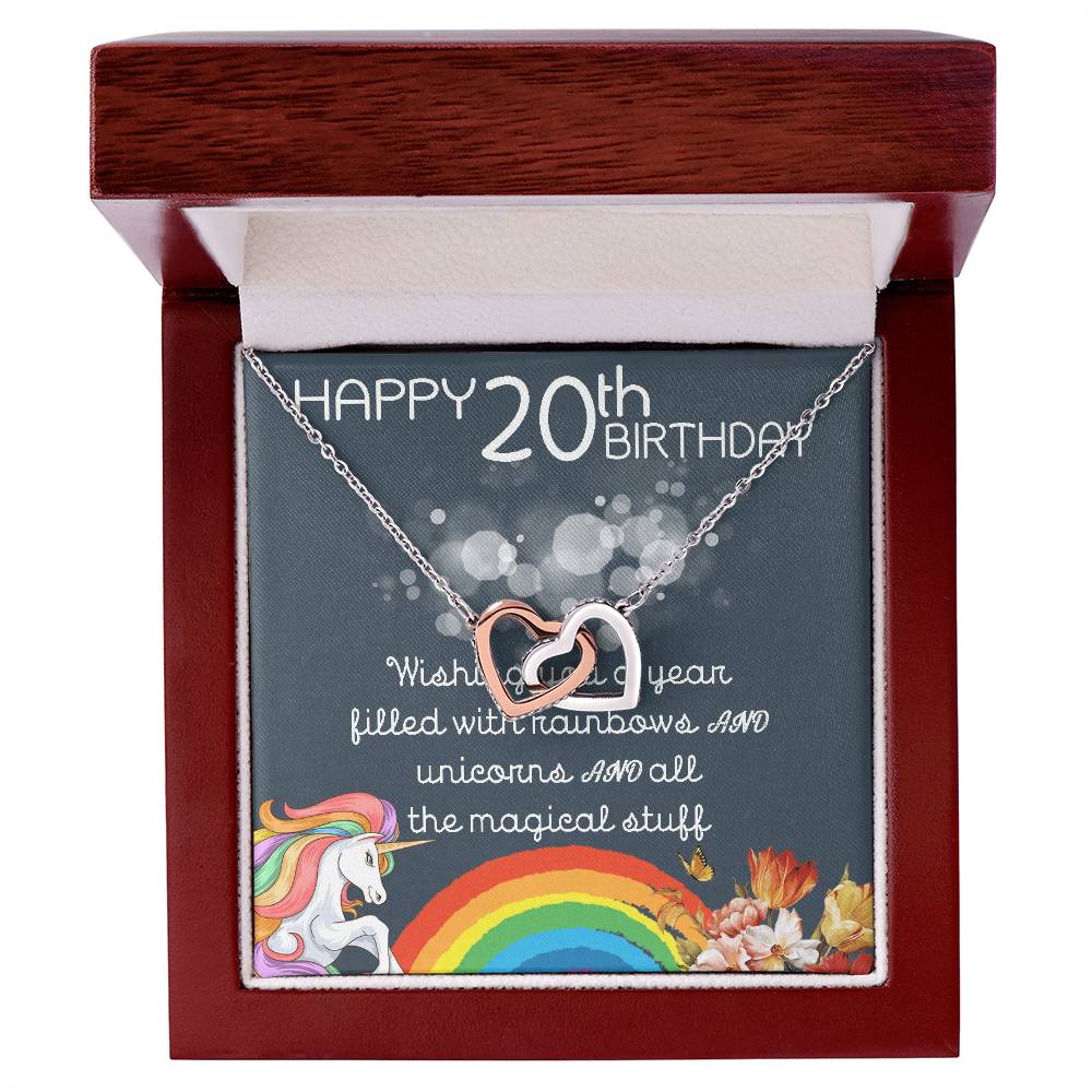 20Th Birthday Necklace Gifts For Girls Cute Unicorn 20 Years Old Girl Jewelry Gift For Daughter Niece Interlocking Necklace Xu246Il13 Interlocking Hearts Necklace