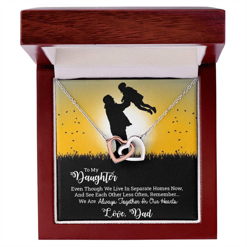 Dad To Daughter Double Hearts Necklace - Always Together In Our Hearts Interlocking Hearts Necklace