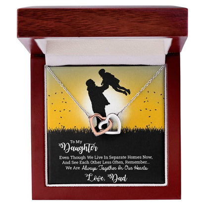 Dad To Daughter Double Hearts Necklace - Always Together In Our Hearts Interlocking Hearts Necklace