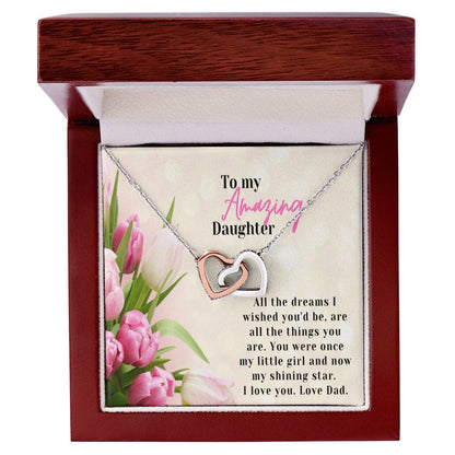 A Graduation Gift From Dad-Two Hearts Necklace-To My Amazing Daughter Interlocking Hearts Necklace