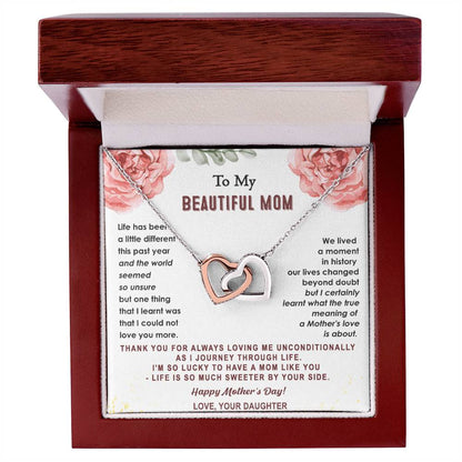 Gift For Mom - True Meaning Of A Mother'S Love - Interlocking Interlocking Hearts Necklace