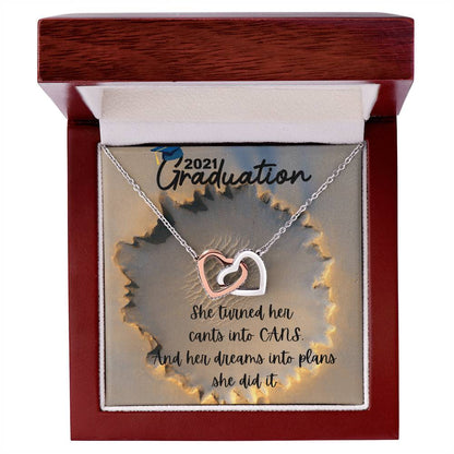 2021 Graduation Sister Interlocking Hearts Necklace