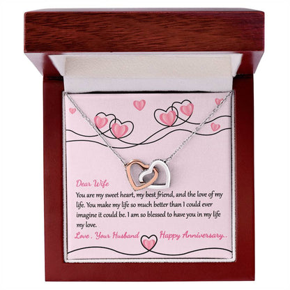 Anniversary Gift For Lovely Wife Interlocking Hearts Necklace