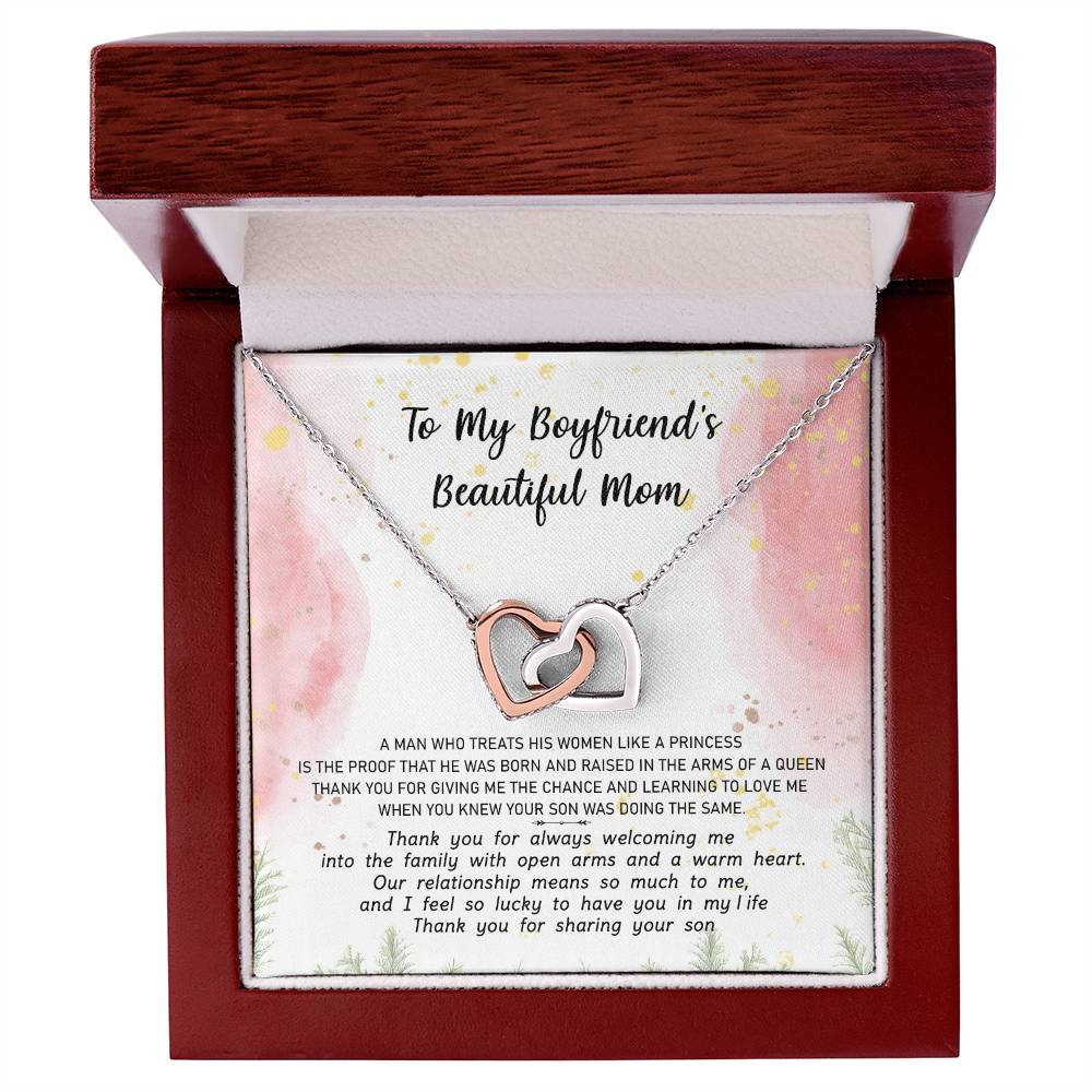 Gift For Boyfriend'S Mom - The Arms Of A Queen 2 - Interlocking Interlocking Hearts Necklace