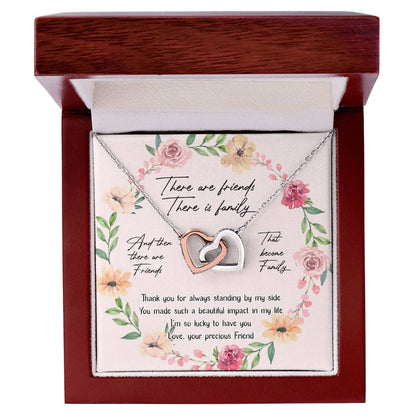 Friends Interlocking Hearts Necklace Message Card