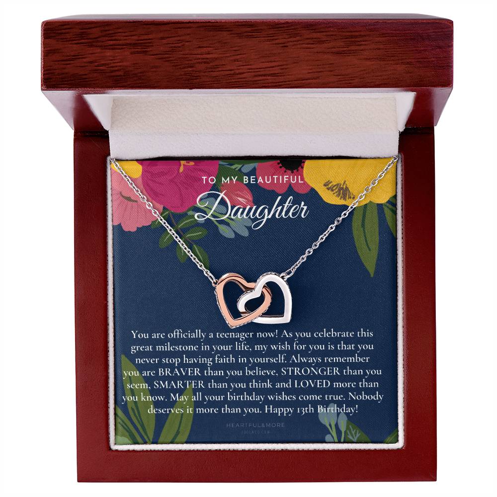 Gift For 13 Year Old Girl Gifts 13Th Birthday Girl 13Th Birthday Gift Thirteenth Birthday Necklace Teen Birthday Gift Official Teenager Interlocking Hearts Necklace