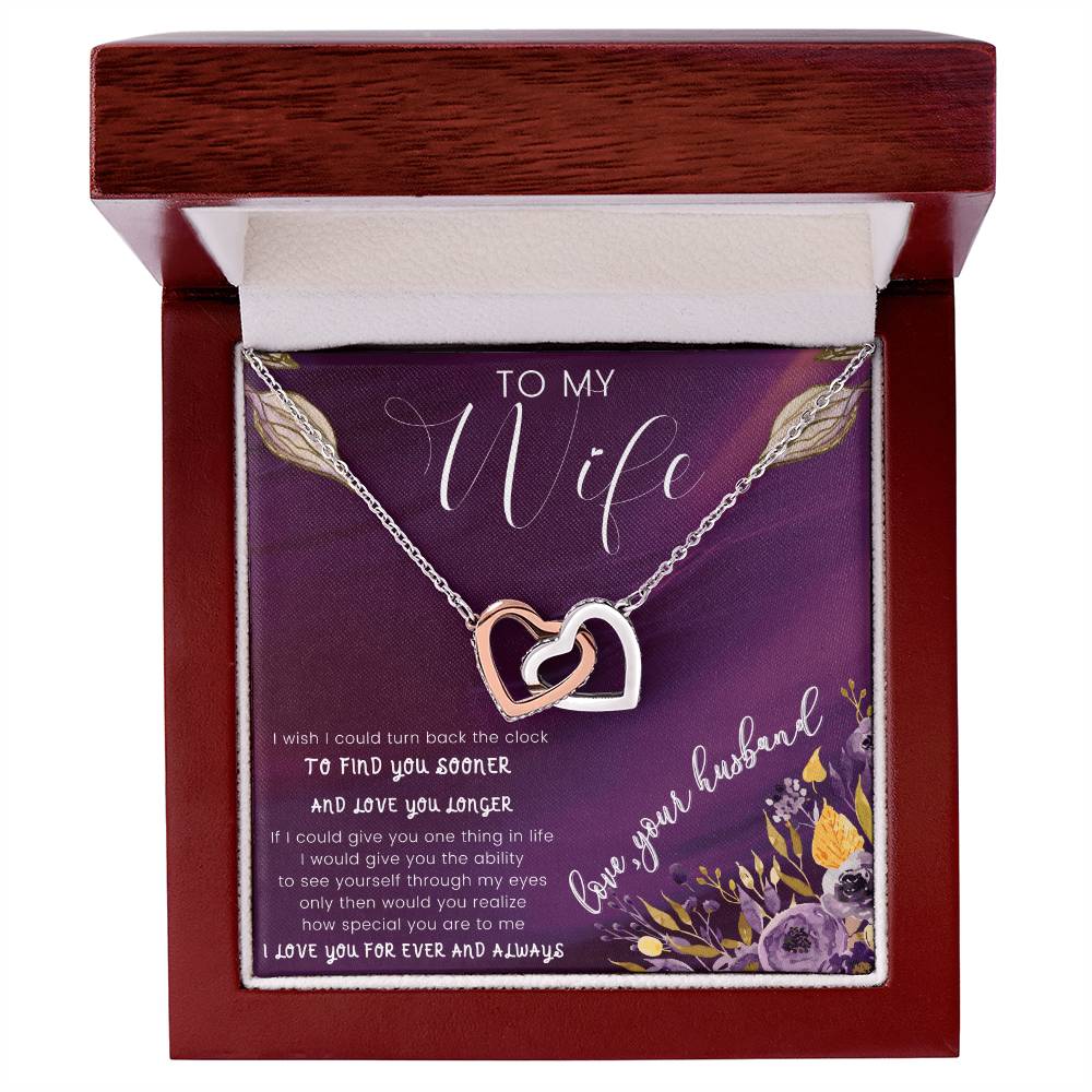 To My Wife Heart Lock Necklace Interlocking Hearts Necklace