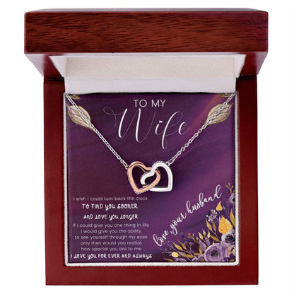 To My Wife Heart Lock Necklace Interlocking Hearts Necklace