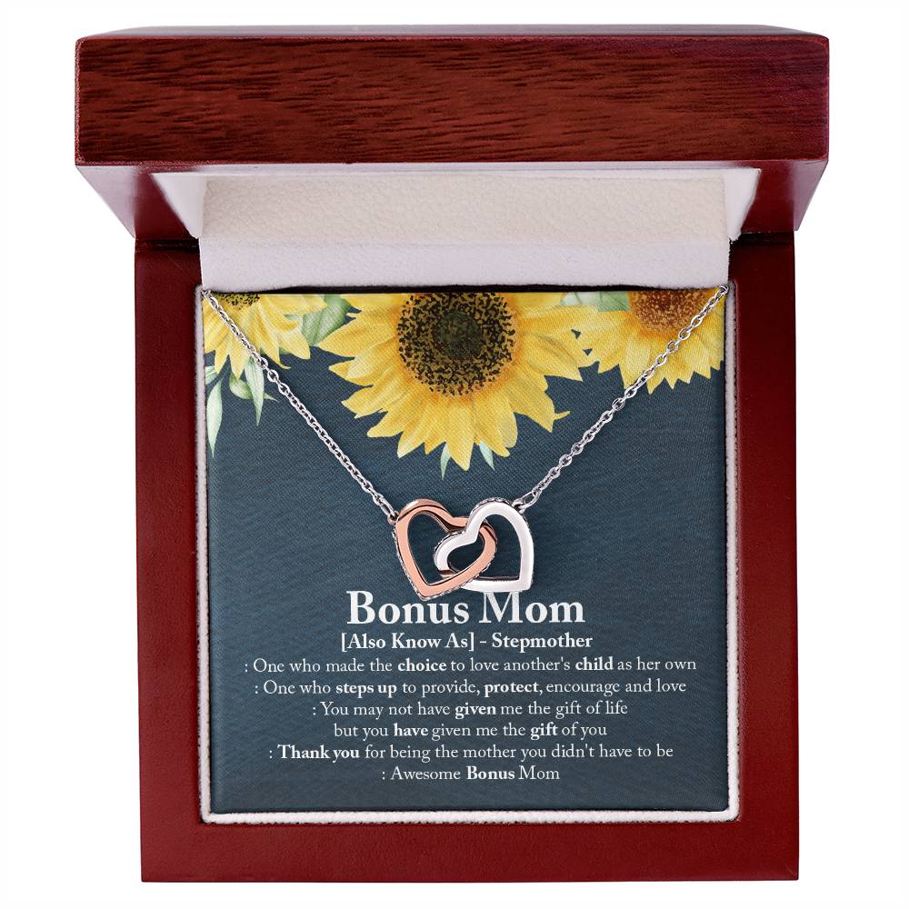 Awesome Bonus Mom - Interlocking Heart Necklace Interlocking Hearts Necklace