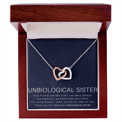 Unbiological Sister Necklace Soul Sister Sorority Sister Sister In Law Necklace Interlocking Hearts Necklace