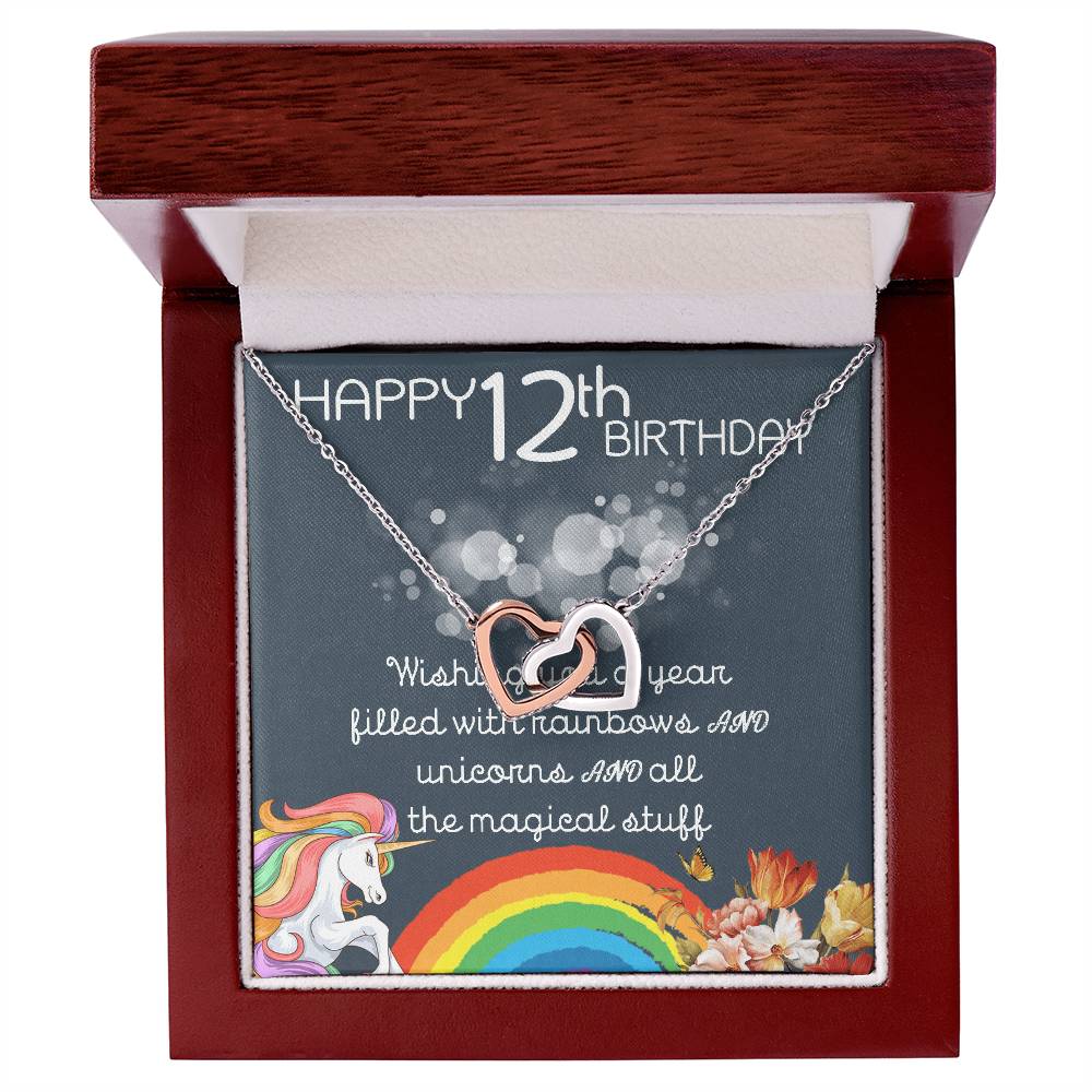 12Th Birthday Necklace Gifts For Girls Cute Unicorn 12 Years Old Girl Jewelry Gift For Daughter Niece Interlocking Necklace Xu246Il05 Interlocking Hearts Necklace
