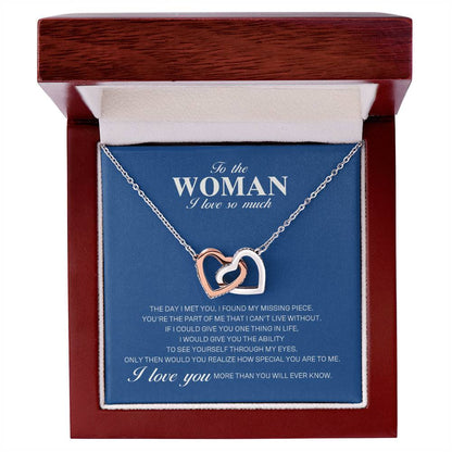 To The Woman I Love So Much - Interlocking Heart Necklace Interlocking Hearts Necklace