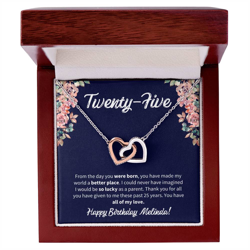 Twenty-Five Birthday All Of My Love Interlocked Hearts Necklace Interlocking Hearts Necklace