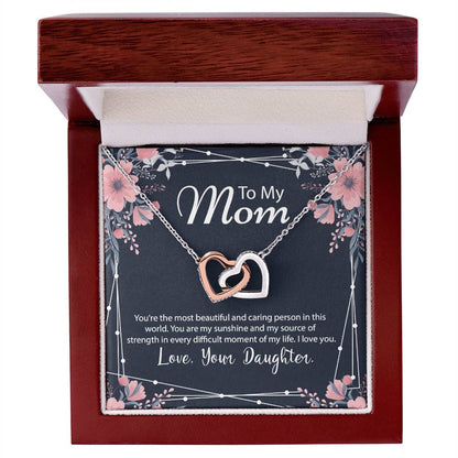Beautiful Gift For Mom From Daughter Interlocking Hearts Necklace