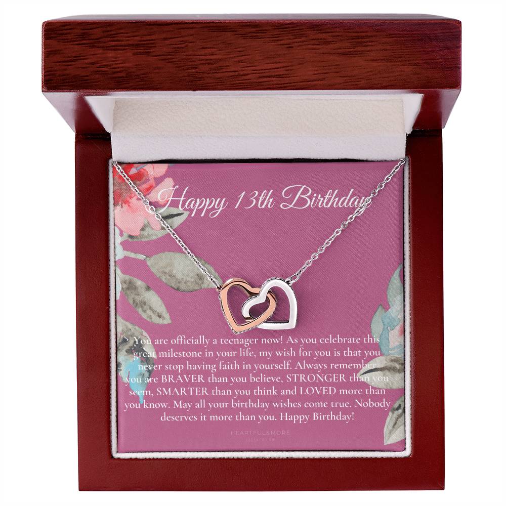 Gift For 13 Year Old Girl Gifts 13Th Birthday Girl 13Th Birthday Gift Thirteenth Birthday Necklace Teen Birthday Gift Official Teenager Interlocking Hearts Necklace