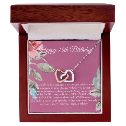 Gift For 13 Year Old Girl Gifts 13Th Birthday Girl 13Th Birthday Gift Thirteenth Birthday Necklace Teen Birthday Gift Official Teenager Interlocking Hearts Necklace