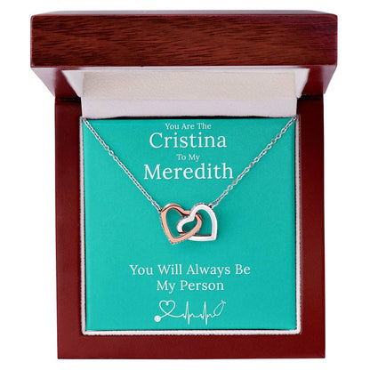 You Are The Cristina To My Meredith Necklace Interlocking Hearts Necklace