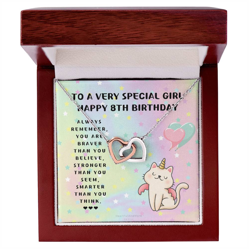 8Th Birthday Gift 8Th Birthday Necklace Gift Happy 8Th Birthday Gift Gift For 8 Year Birthday Girl Interlocking Hearts Necklace