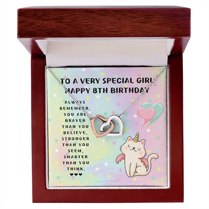 8Th Birthday Gift 8Th Birthday Necklace Gift Happy 8Th Birthday Gift Gift For 8 Year Birthday Girl Interlocking Hearts Necklace