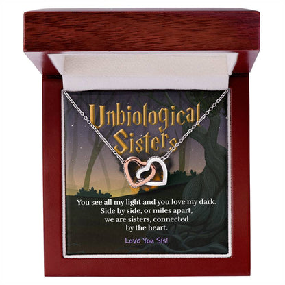 Unbiological Sisters - Always Connected - Necklace Interlocking Hearts Necklace