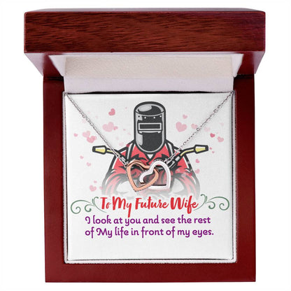 Welder'S Future Wife - Interlocking Heart Necklace Interlocking Hearts Necklace