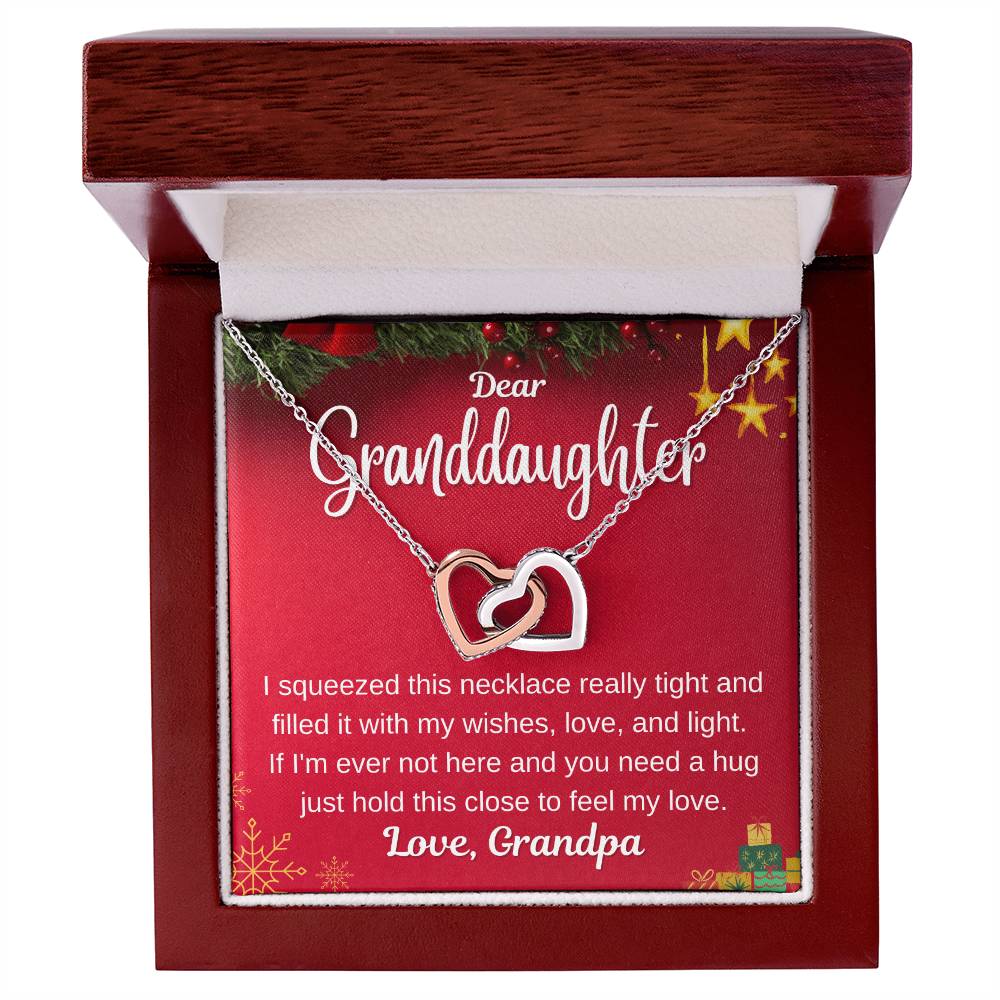 Christmas Gift For Granddaughter - Hold This Close To Feel My Love Interlocking Hearts Necklace