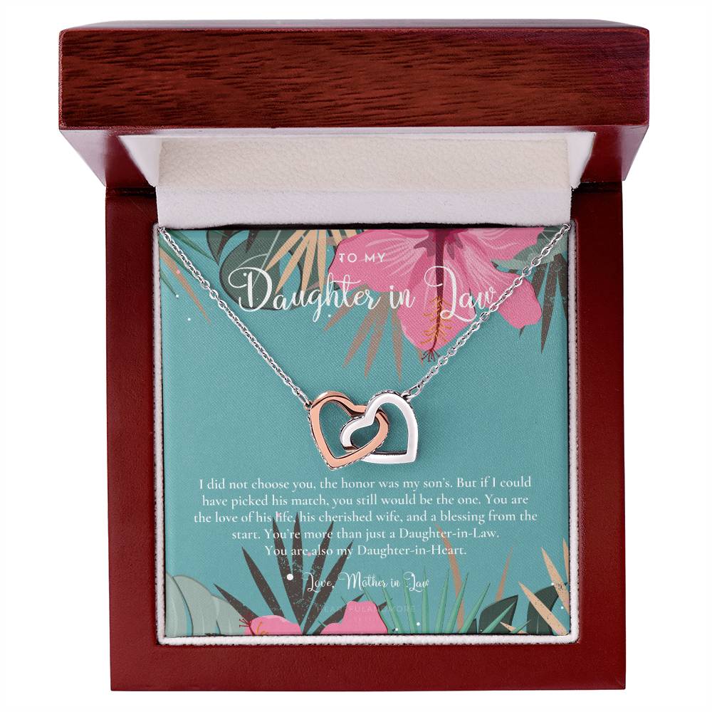 Daughter-In-Law Gift Necklace Wedding Gift Jewelry From Mother-In Law Gift For Bride Daughter-In-Heart Interlocking Hearts Necklace