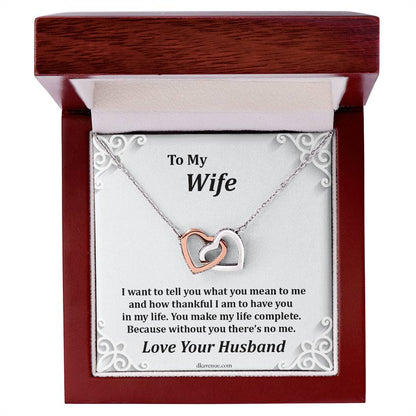 To My Wife You Make My Life Complete Two Hearts As One Interlocking Hearts Necklace