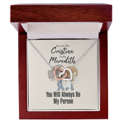 You Are The Cristina To My Meredith Necklace Interlocking Hearts Necklace