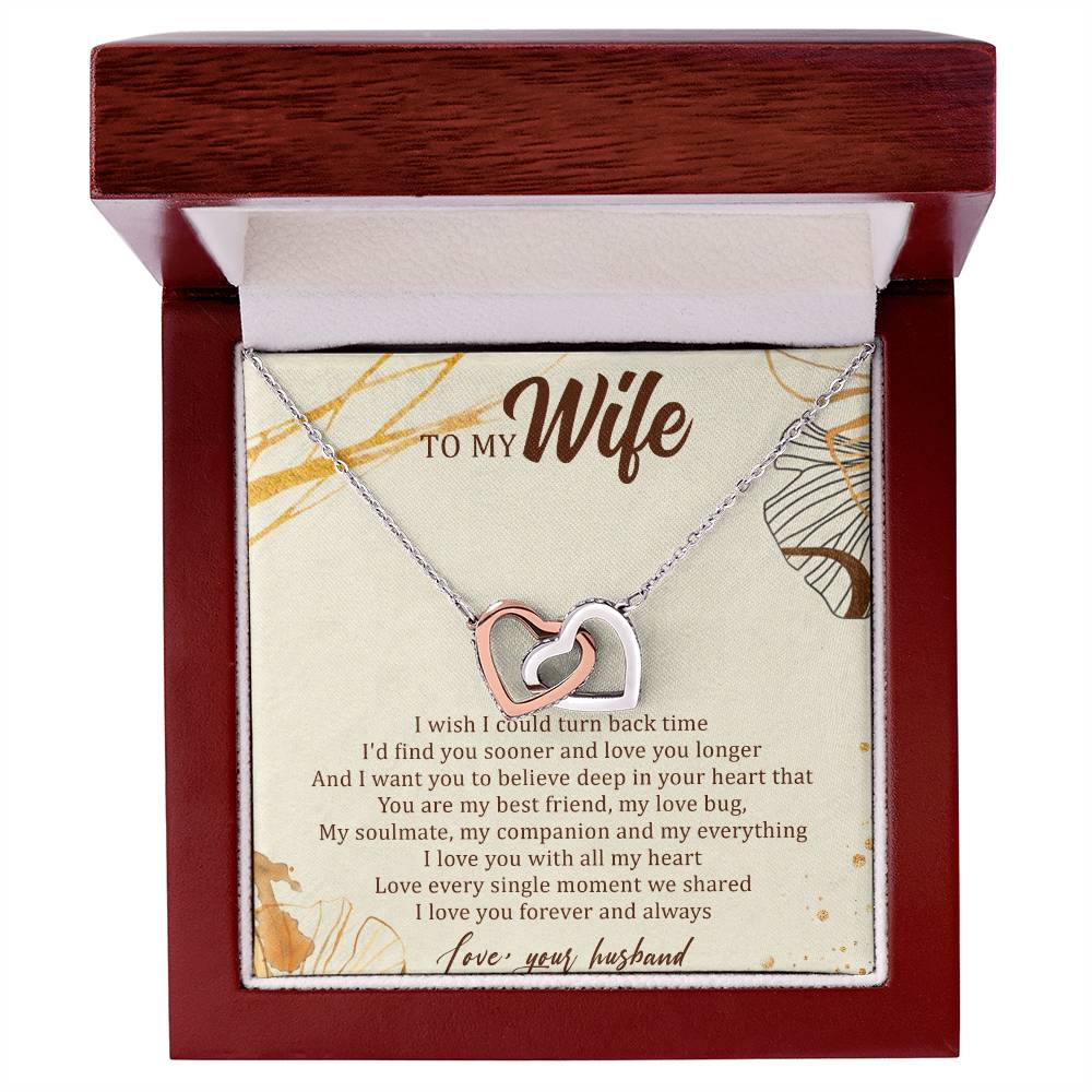 To My Wife Interlocking Hearts Necklace Message Card