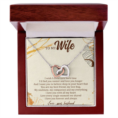 To My Wife Interlocking Hearts Necklace Message Card