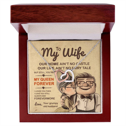 To My Wife Necklace My Queen Forever Interlocking Hearts Necklace