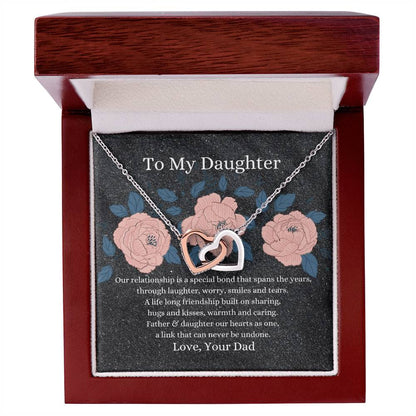 Father To Daughter Hearts As One Necklace Interlocking Hearts Necklace