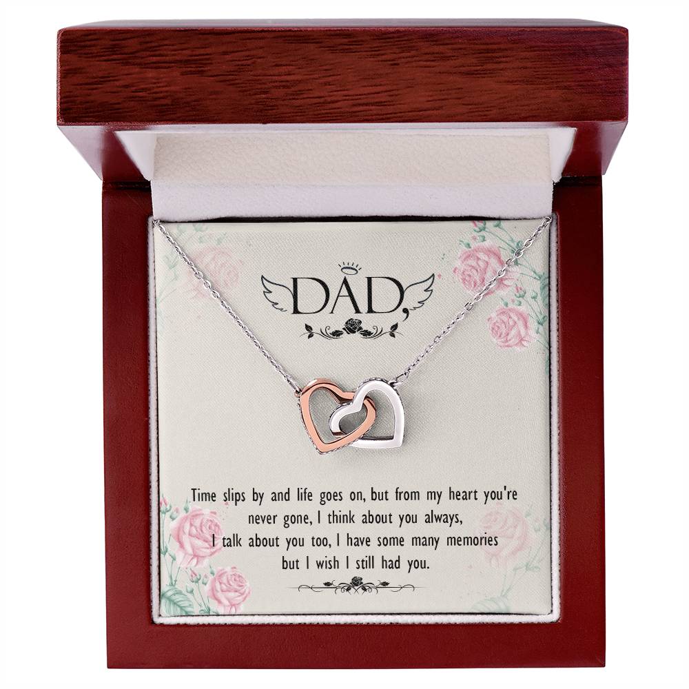 Dad - From My Heart You Are Never Gone - Necklace Interlocking Hearts Necklace