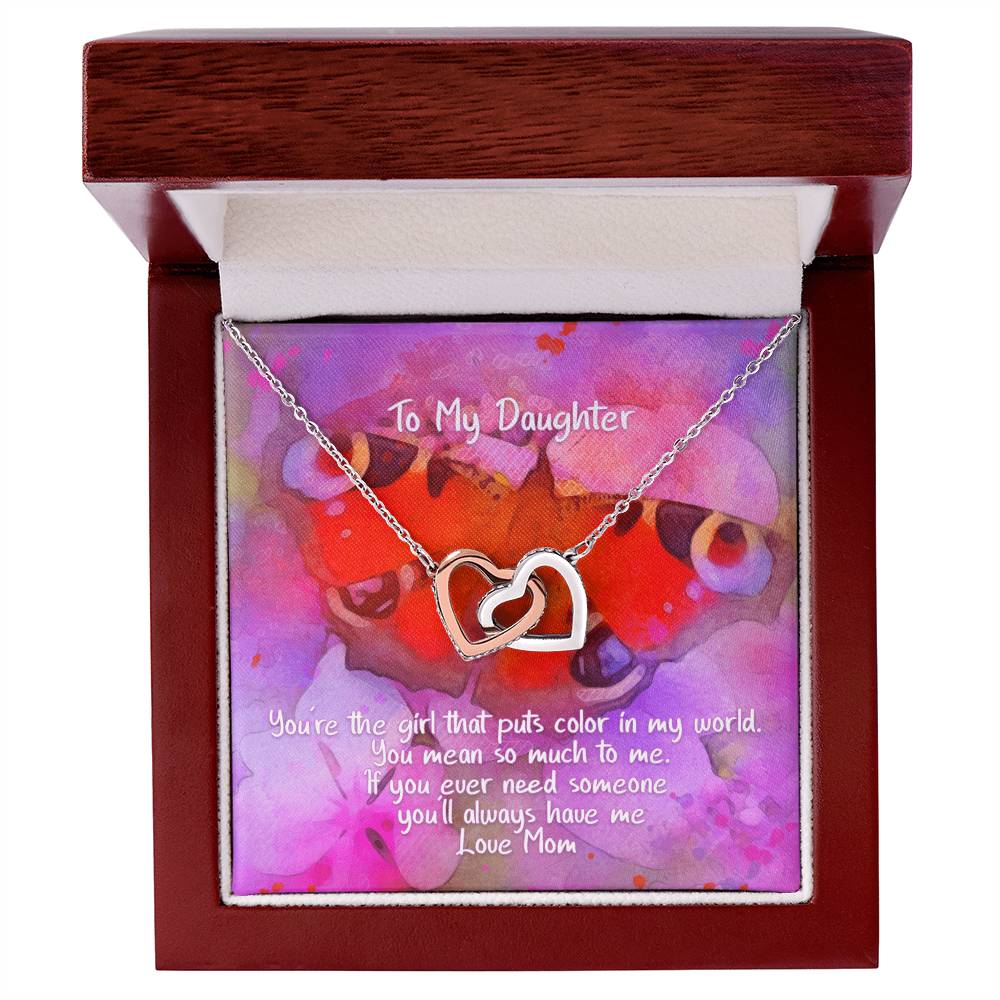 Daughter Color In My World - Hearts Necklace Interlocking Hearts Necklace