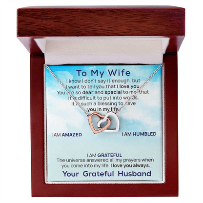 To My Wife Necklace Birthday Gift For Wife Valentine Gift For Wife Anniversary Gifts Necklace For Wife Appreciation Gift For Wife Interlocking Hearts Necklace