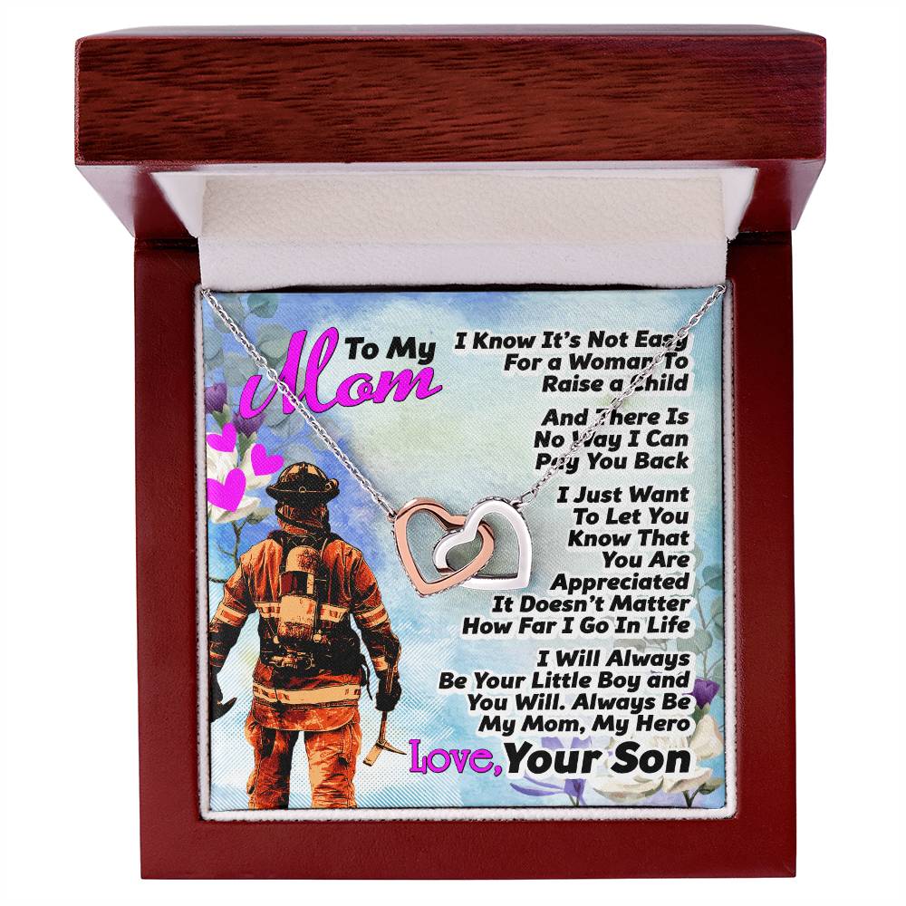Firefighter'S Mom - Interlocking Heart Necklace Interlocking Hearts Necklace